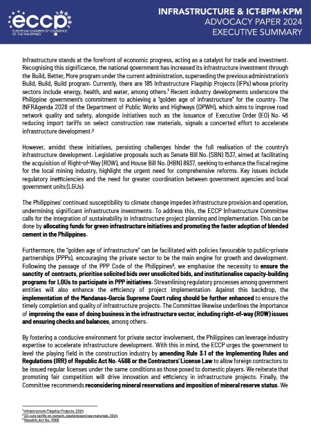 Executive Summary - 2024 Infrastructure and ICT-BPM-KPM Advocacy Paper